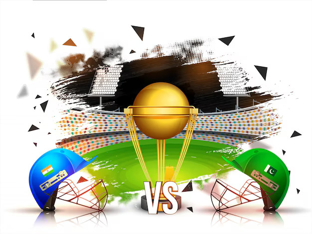 india-vs-Online Cricket Bettingpakistan-cricket-match-concept-with-batsman-helmets-golden-trophy-stadium-background_1302-5482