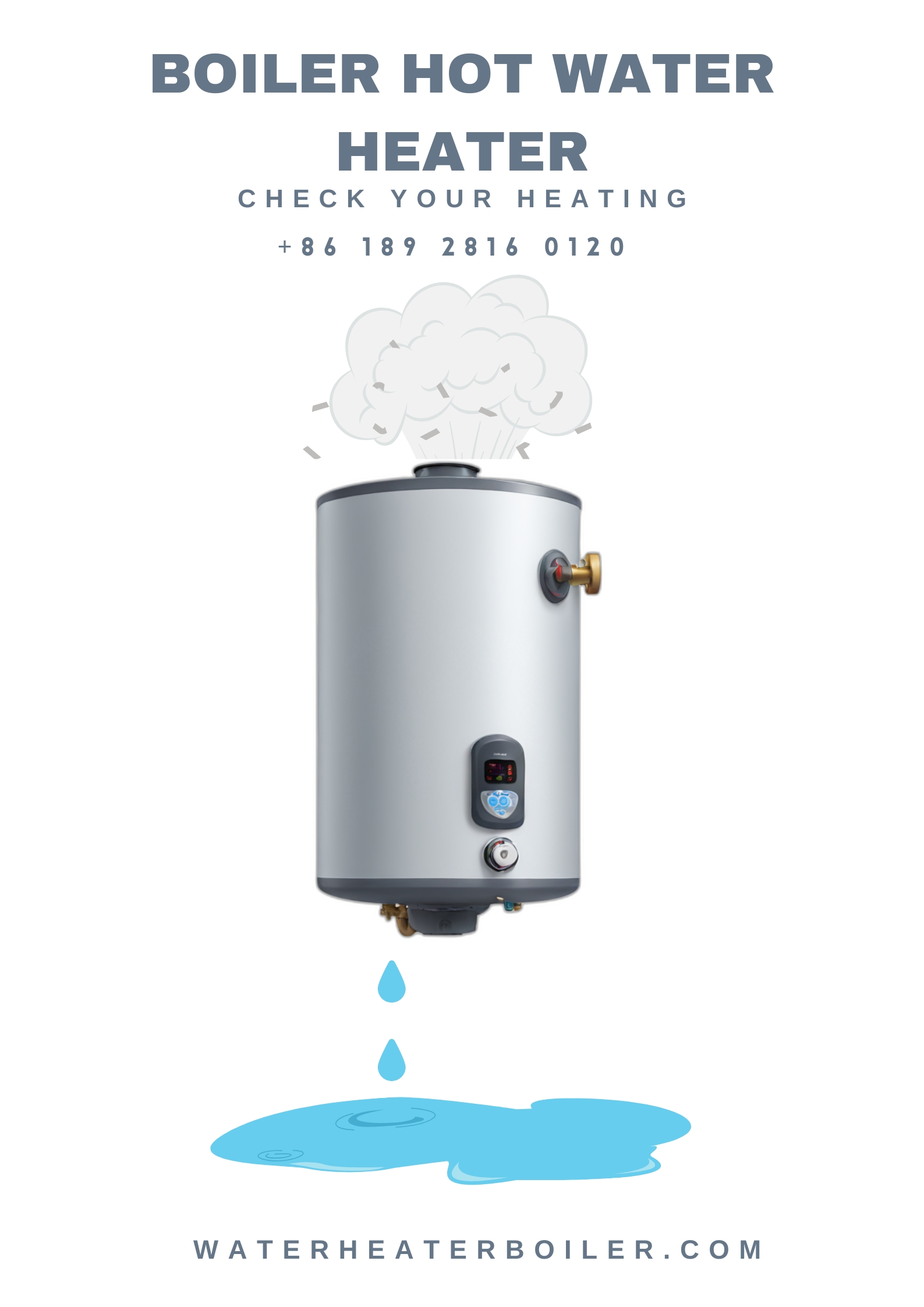 Gray Illustrated Water Heater Poster