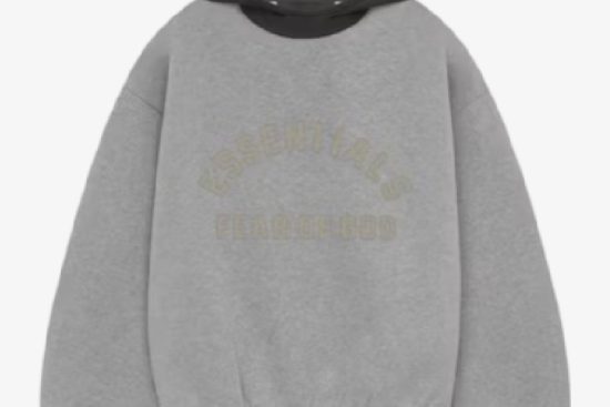 Fear of God Essentials Nylon Fleece Hoodie Dark Heather Oatmeal_Ink