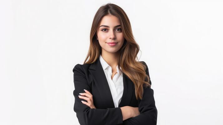 ai-generated-caucasian-successful-confident-young-businesswoman-ceo-boss-bank-employee-worker-manager-with-arms-crossed-in-formal-wear-isolated-in-white-background-photo