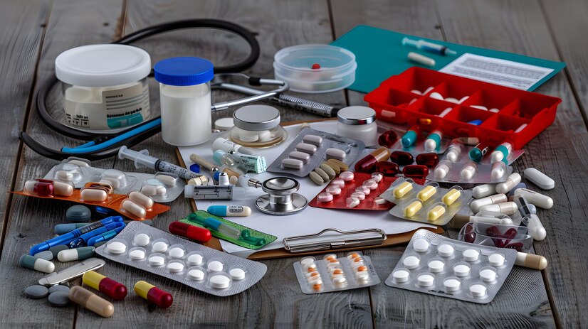 diverse-assortment-medical-supplies-medications-instruments-spread-wooden-table_328146-3250