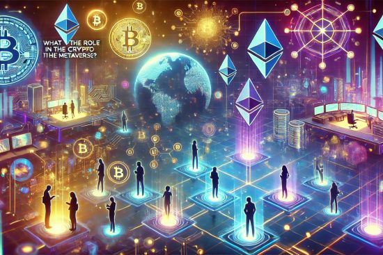 DALL·E 2025-01-16 14.33.25 - A futuristic banner image representing the title 'What Is the Role of Crypto in the Metaverse_'. The image should feature a vibrant and immersive digi