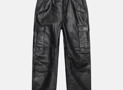 Black-Military-Cargo-Leather-Pant